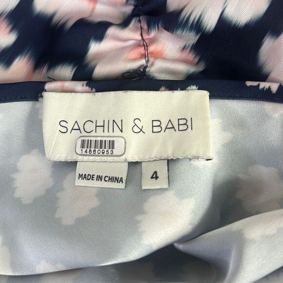 RTR Sachin & BabiMelody Dress Navy/Pink Floral sz4 midi printed sundress - Picture 4 of 10